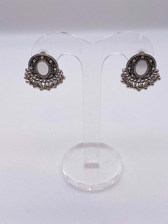 Afghani Earrings - Rustic Silver Base with Silver Beads