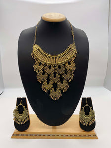 Big Statement Afghani Necklace with Half-moon Hook Earrings