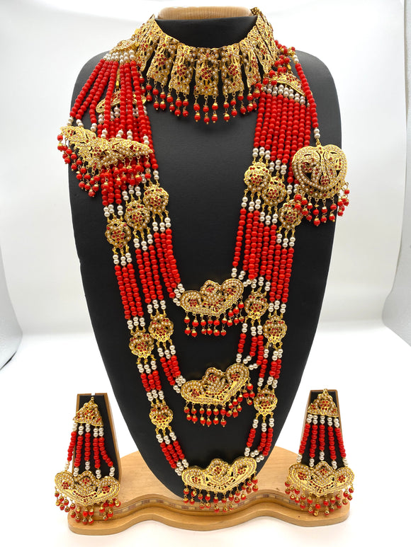Bridal jewellery red and golden store