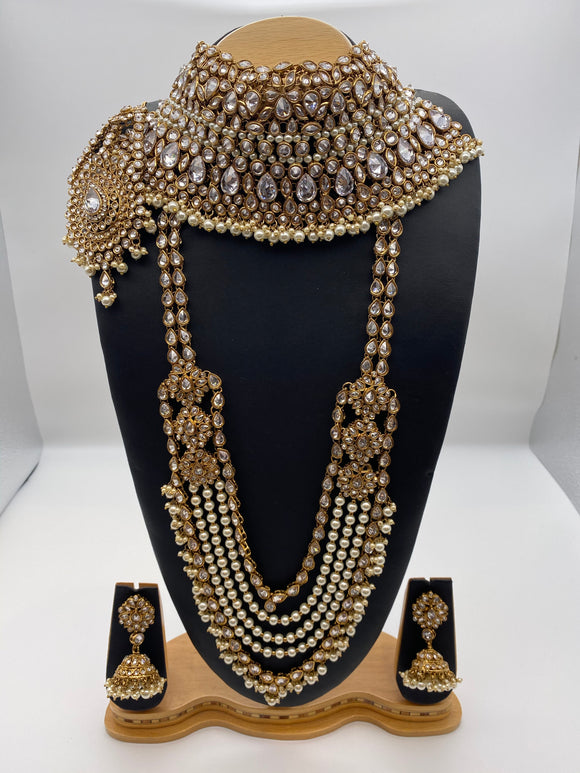 Bridal Reverse American Diamond Antique Gold