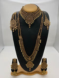 Bridal Reverse American Diamond with Ivory Pearls and Gold Base