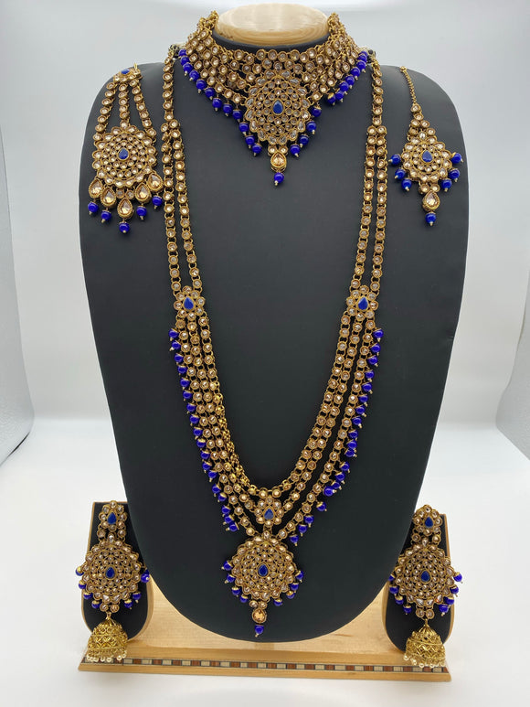 Bridal Royal Blue Beads with Antique Gold Stones