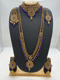 Bridal Royal Blue Beads with Antique Gold Stones