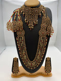 Bridal Ivory Pearls with Maroon Beads Reverse American Diamond Set