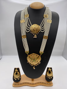 Bridal Amritsari Gold Plated Set - Luxurious white pearls