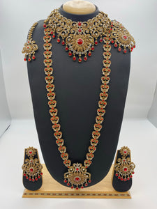 Bridal Red & Silver Stones in Antique Gold Base