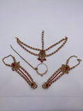 Bridal Red & Silver Stones in Antique Gold Base