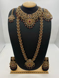Bridal Maroon & Silver Stones in Antique Gold Base