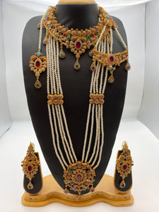 Bridal Precious Multi-Coloured Stones with Off-White Pearls