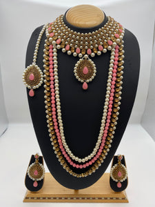 Bridal Baby Pink Beads Off-White Pearls Antique LCT Stones