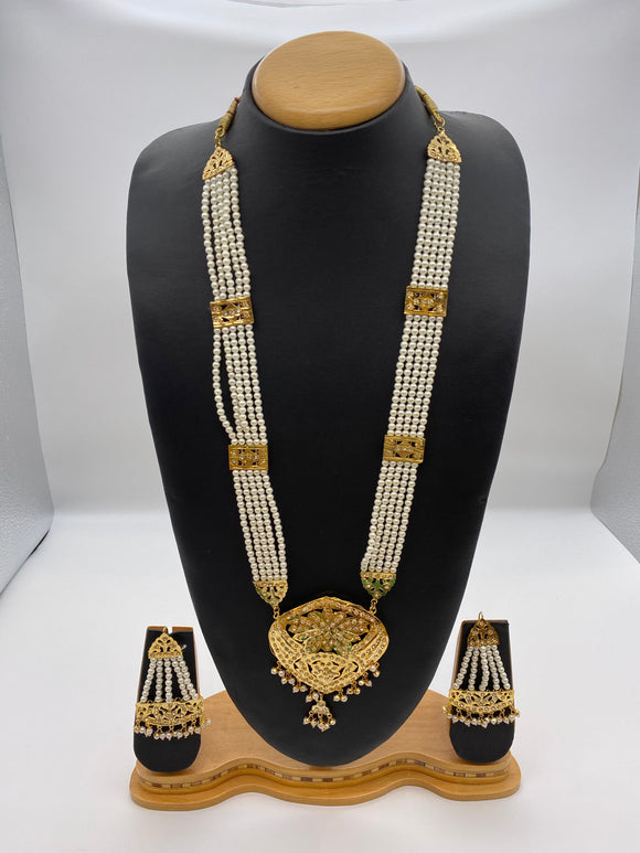 Bridal Amritsari Gold Plated & White Pearls