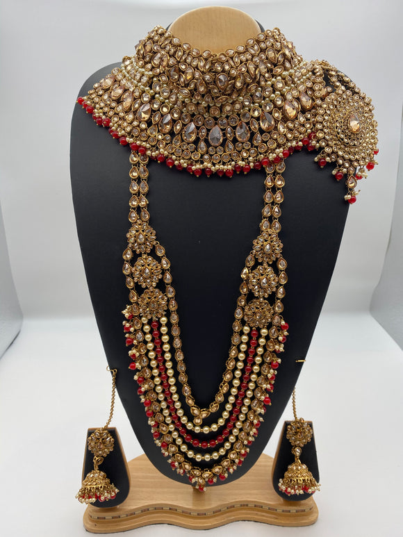 Bridal Luxury Reverse American Diamond & Ivory Pearls