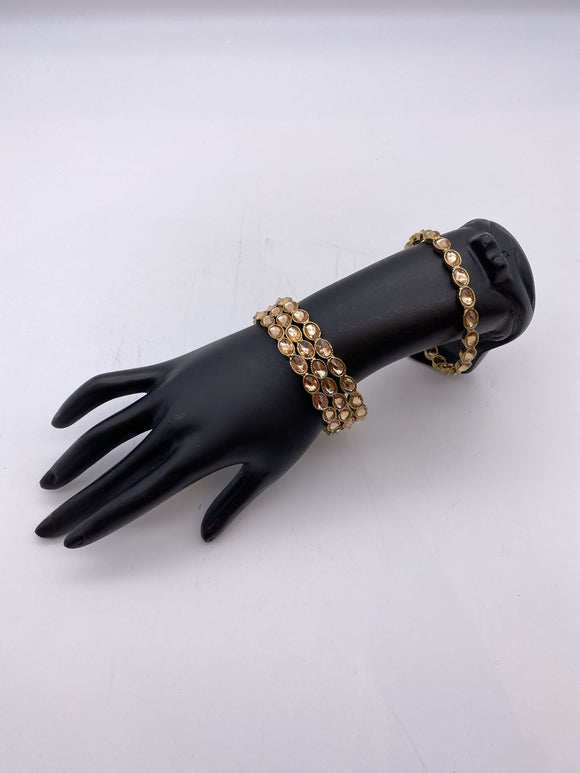 Antique Gold Stones Bangles - Set of 4