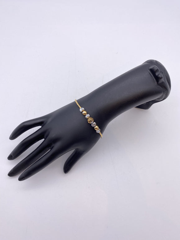 Gold Base With Silver Gold Beads Adjustable Bracelet