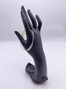 Gold  Silver Textured Base & Beads  Bracelet - Adjustable