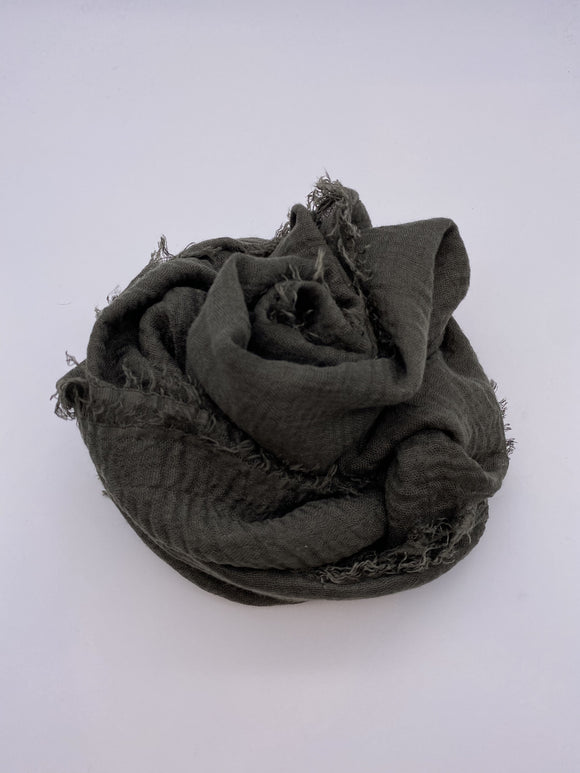 Charcoal Green Crinkle Scarf