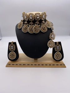 Choker Set in Off White Pearls with Earrings and tikka