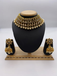 Kundan Choker Set with Flower Design - with Jhumki Earrings