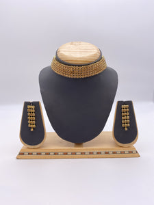 Simple Choker for Adults and Kids, Antique LCT Gold Stones with Earrings