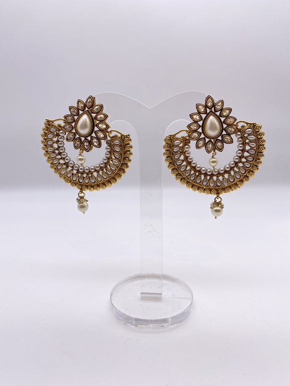 Gemstone Earrings - White Pearls and Cream Yellow Pearls