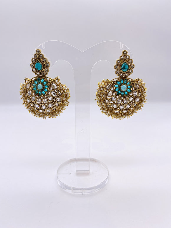 Gemstone Earrings - Aqua Blue Rhinestones
