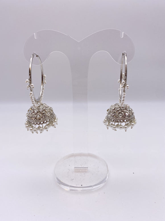 Gemstone Earrings - Silver Base and Crystal Rhinestones