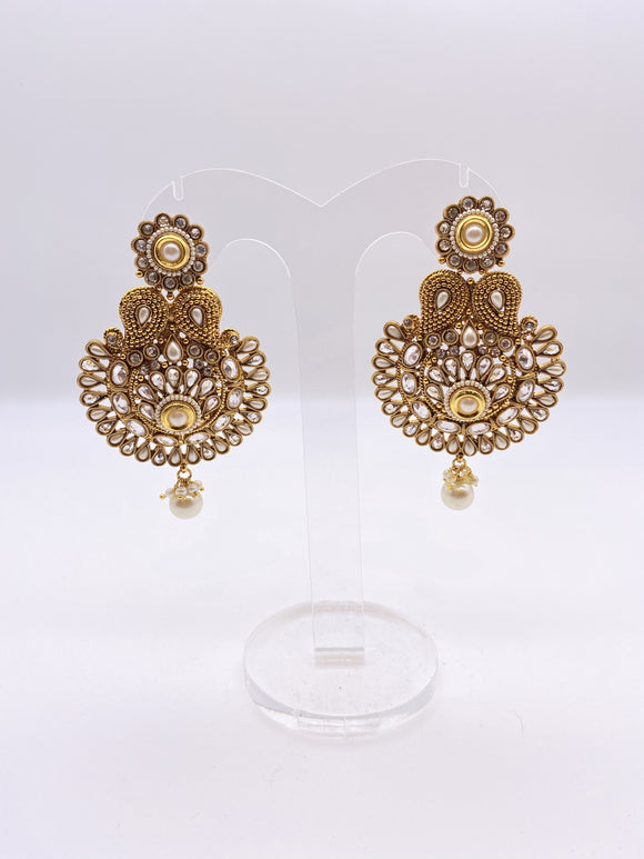 Gemstone Earrings - Paisley Pattern in Crystal Rhinestones