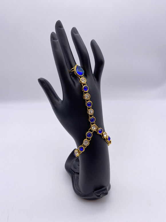 Kids Handpiece Royal Blue Gem Stones with Adjustable Bracelet