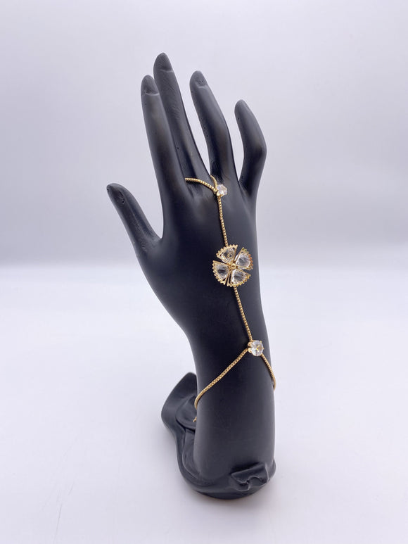 Handpiece with Gold Chain and Silver Gem Stones