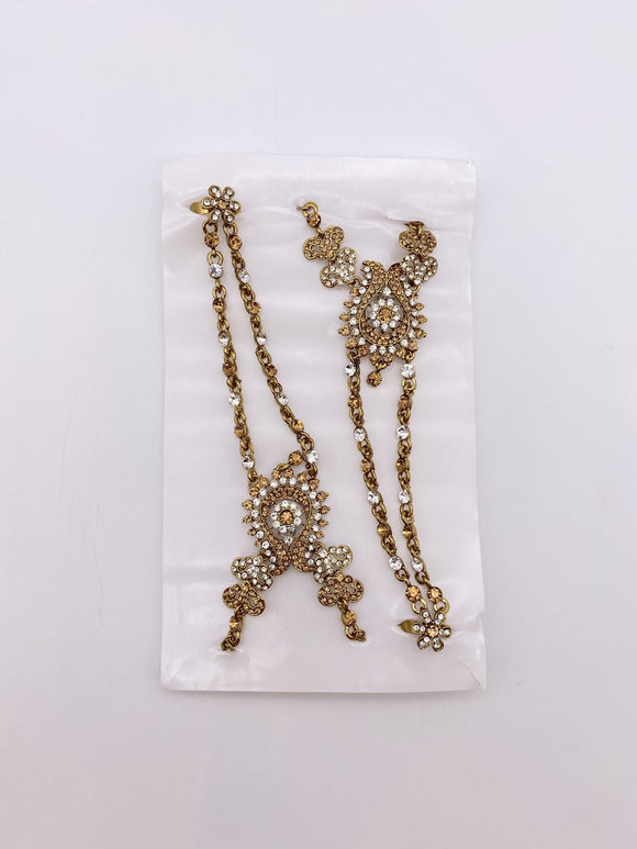 Luxury Handpiece Set - Antique Silver Chain & LCT Gold Stones