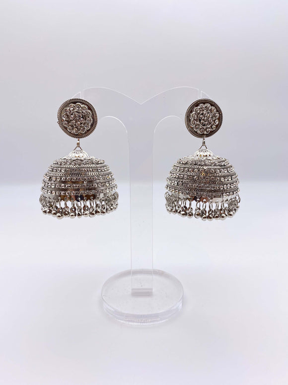 Jhumki Earrings - Sikver Base and Small Bells