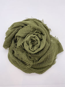 Khaki Green Crinkle Scarf