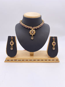 Kids & Adults Pendant Set - Purple and Silver Rhinestones with Droplet Earrings