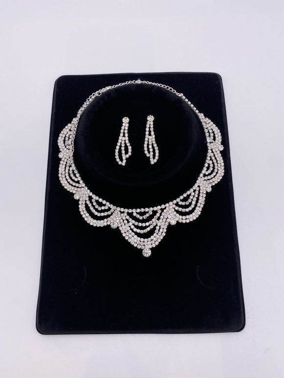 Kids Set in Silver Base and Rhinestones with Earring