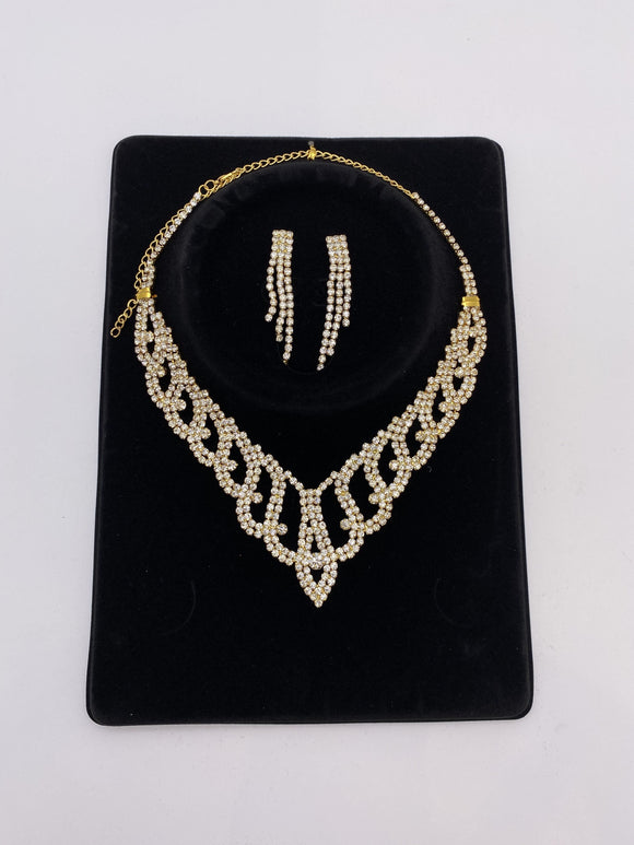 Kids Set with Gold Base and Silver Rhinestones with Earrings