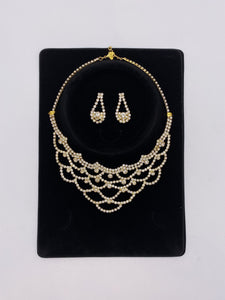 Kids Set Gold Base with Small Rhinestones with Earrings