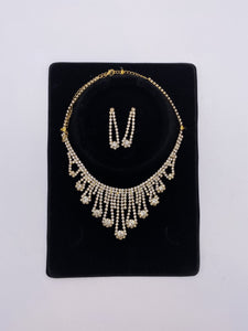 Kids Set in Gold Base, with Small Rhinestones and Earrings