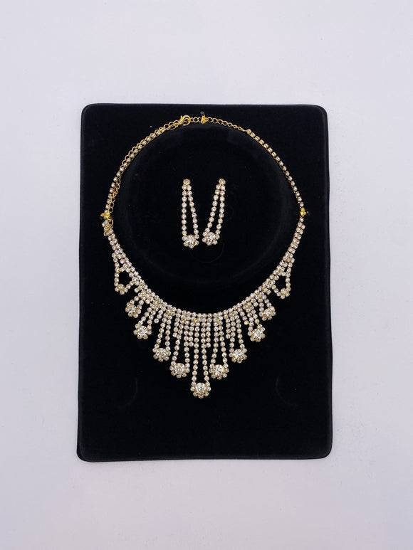 Kids Set in Gold Base, with Small Rhinestones and Earrings