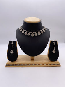 Kids & Adults Pendant Set - Silver Base and Rhinestones with Droplet Earrings