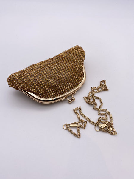 Kids Clutch Bag Copper Brown Base with Antique Gold Rhinestones