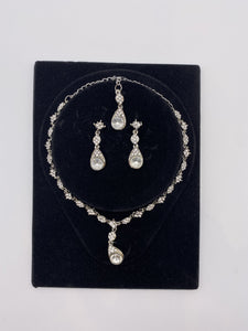 Kids Set Silver Base,  Rhinestones with Earrings