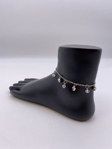 Kids Anklet Silver Base Ghungroo Bells with Transparent Powder Pink Beads