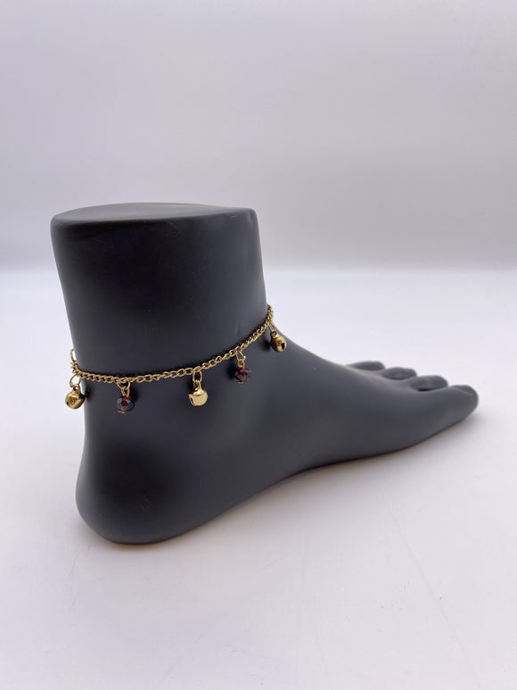 Kids Anklet Gold Base Chain and Dark Purple Beads