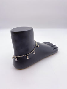 Kids Anklet Transparent Beads in Silver Base