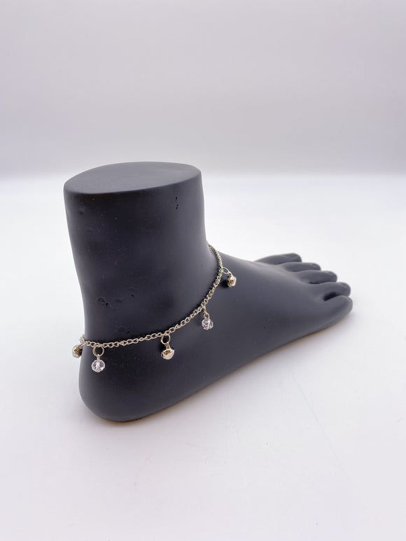 Kids Anklet Transparent Beads in Silver Base