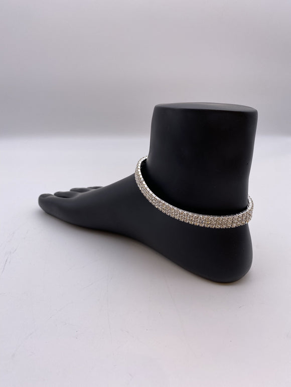 Kids Anklet - Silver Base and Rhinestones