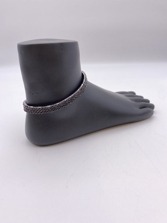 Kids Anklet - Silver Base Black Rhinestones