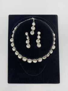 Kids Set Silver Base and Rhinestones with Earrings and Tikka