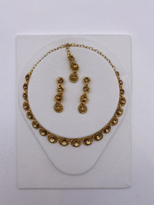 Kids Set with Antique Gold Rhinestones with Earrings and Tikka