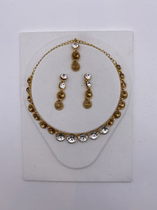 Kids Set Antique Gold and Silver Rhinestones with Tikka and Earrings